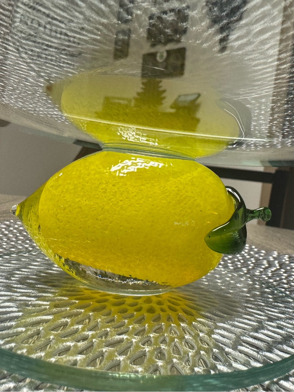 Vintage Murano style hand blown art glass lemon pie/ cake serving dish PRISTINE